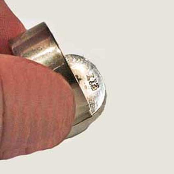 RING, DICHROIC GLASS STERLING SILVER, Sz 8, BLUE/PURPLE/SILVER, HANDBLOWN GLASS - Picture 5 of 5